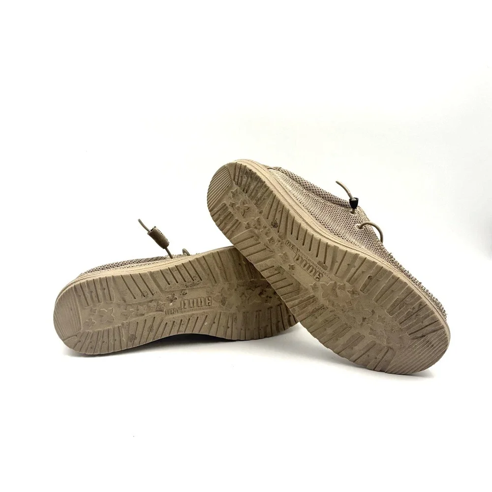 Hey Dude Wally Sox Beige Mens Size 8 Womens Size 10 Knit Slip On Loafer Shoes